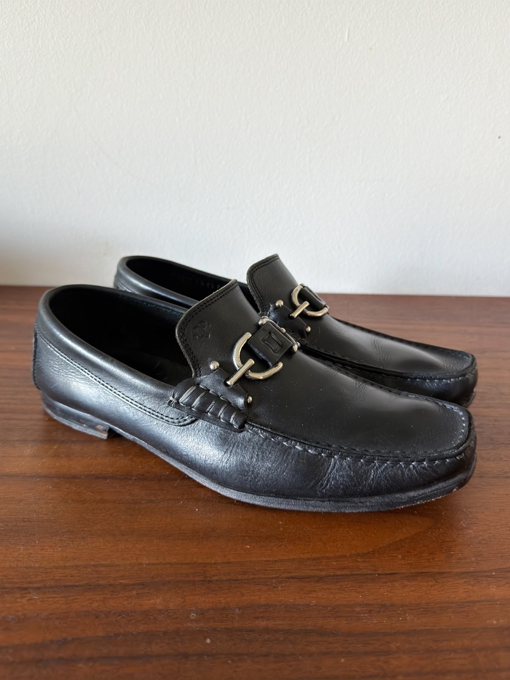 Donald J Pliner Men’s 8.5 Black Leather Horsebit Loafers Slip On Dress Shoes